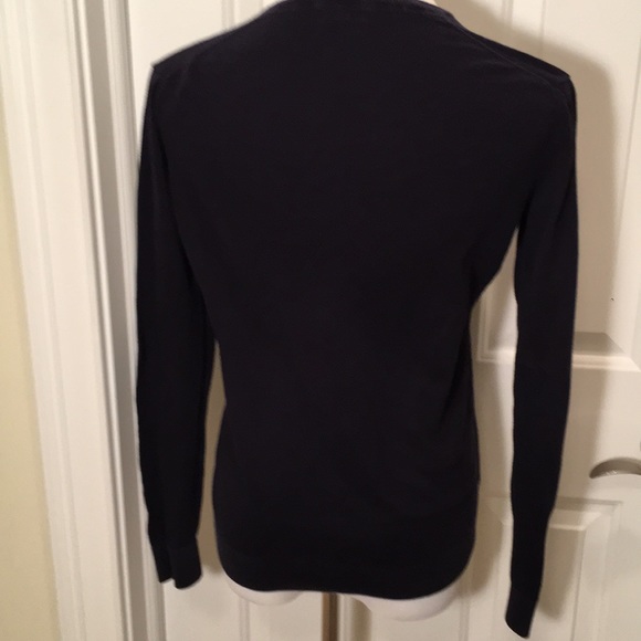 J. Crew Navy Long Sleeved Cotton V-Neck Sweater - Picture 3 of 5